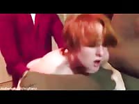 Unsuspecting teen slut that drank too much liquor thrown over the arm of a chair and fucked
