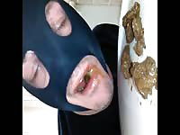 Masked daddy is forced to eat shit of his client for money