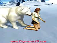 Enormous Bear holds down a petite young toon down and fucks her in this animation video