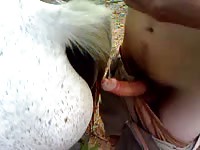 Horny ranch hand sneaks up behind huge animal and fucks it from behind bareback one day