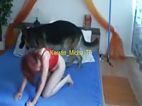 Filthy redhead college babe Kerstin getting fucked by a large dog in this beast sex compilation