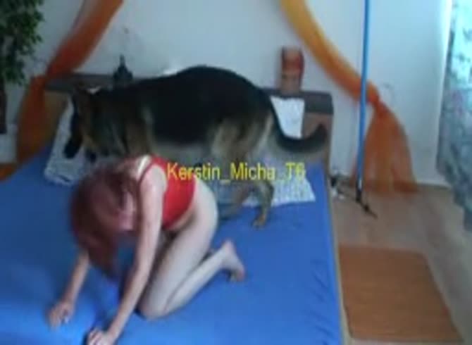 Filthy redhead college babe Kerstin getting fucked by a large dog in this beast sex compilation - Zoo Porn Dog Sex, Zoophilia 