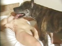 Sick blonde is having sex with her dog before visiting her doctor