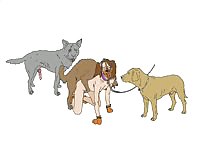 Funny beastiality cartoon with cute girl fucked by multiple dogs