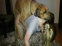 Sexy blonde MILF getting her daily fix of hard dog cock inside her
