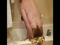 Middle-aged recently divorced dude screwing his ass while shitting in this crazy scat movie