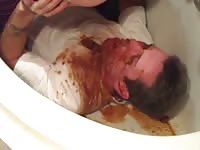 Brazen daddy adores eating shit of his wife