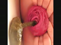 Adorable American female gets aroused and start shitting on camera