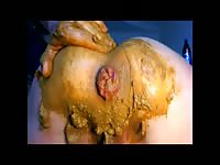 Fabulous scat fetish footage featuring a never seen before teen hoe masturbating with poop