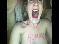 Adorable female likes eating shit of her ex-boyfriend