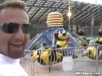 Cameraman follows guy around as he hunts for fresh milf pussy to fuck at the local carnival