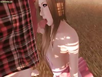 Obedient cartoon slut drops to her knees and shows off dick sucking skills in this hentai porn