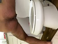 Shit standing while over the toilet
