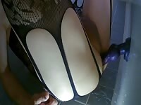 Inserting a into anus with female underwear on