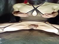 ejaculating hands-free while stimulating her nipples